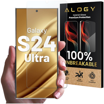 Hybridglas für Samsung Galaxy S24 Ultra Displayschutz Alogy Flexi Glass 9H Case Friendly Flachbildschirmschutz