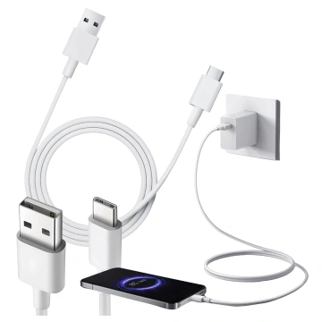 Kabel Xiaomi USB-A do USB-C 1 m – szybkie ładowanie 3A 60W, transfer danych, Quick Charge, oryginalny przewód Type-C do smartfonów i tabletów – Biały