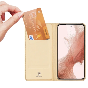 Etui ochronne na telefon Dux Ducis Skin Pro do Samsung Galaxy S23+ pokrowiec z klapką portfel na kartę podstawka złote
