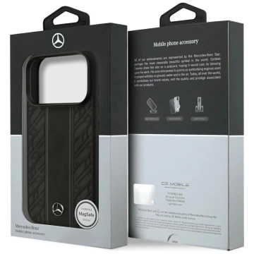 Etui do iPhone 17 Pro Mercedes-Benz Leather Laurel Leaves MagSafe Black
