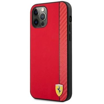 Etui na telefon Ferrari iPhone 12 Pro Max 6,7" czerwony/red hardcase On Track Carbon Stripe