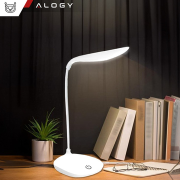 Lampka biurkowa LED na biurko dotyk dotykowa szkolna USB stojąca nocna bezprzewodowa Elastyczna Alogy Biała