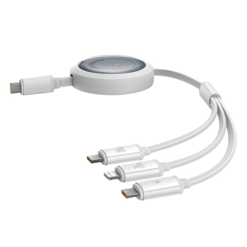 Baseus Free2Draw CB000084 einziehbares USB-C – Lightning/USB-C/Micro-USB-Kabel 100 W 1,1 m – Weiß