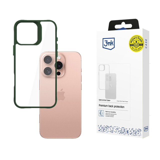 3mk Satin Armor Case Grün für Apple iPhone 16 Pro Transparent