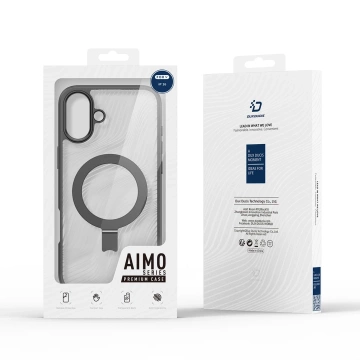 iPhone 16 Dux Ducis Aimo Mag Case mit MagSafe und Ständer - Schwarz