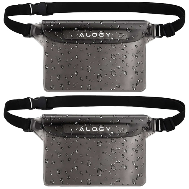 2x Etui wodoodporne nerka saszetka Case na telefon futerał do wody wodoszczelne 21.5x23.5cm Alogy Waterproof Czarne
