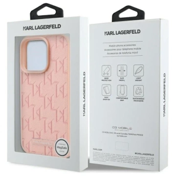 Etui Karl Lagerfeld do iPhone 16 Pro 6.3" Różowy Magsafe Hardcase Hot Stamp