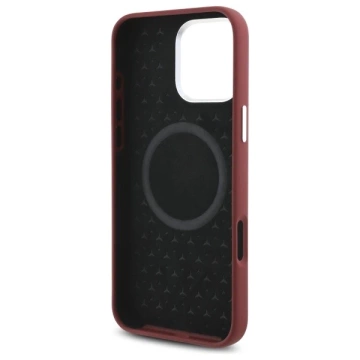 Mercedes-Hülle für iPhone 16 Pro Max 6,9 Zoll, rotes Hardcase, Silikon, weißer Streifen, MagSafe