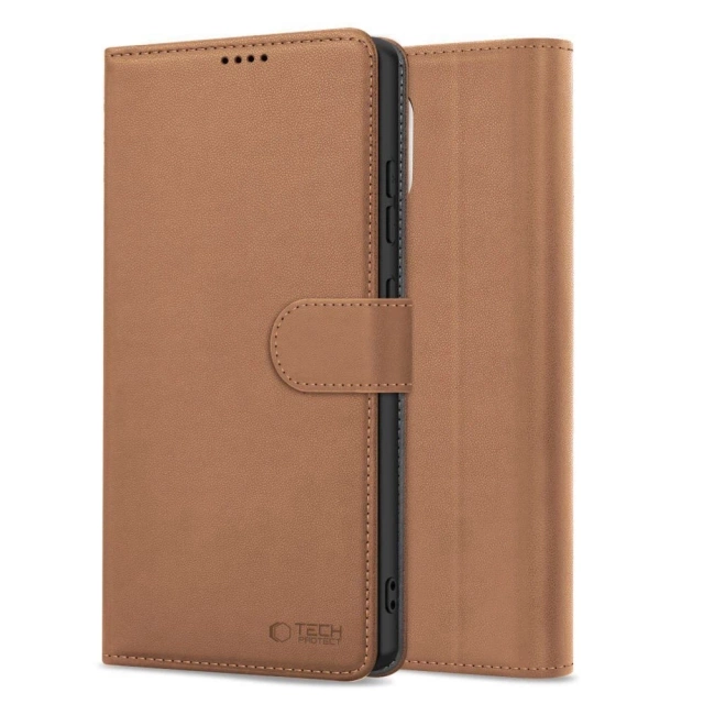 Etui do iPhone 16e Tech-Protect Wallet Brązowe Z Klapką i Podstawką