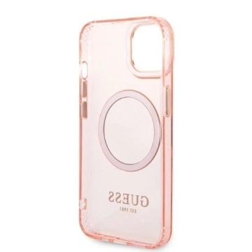 Etui Guess GUHMP14SHTCMP do Apple iPhone 14 6,1" różowy/pink hard case Gold Outline Translucent MagSafe