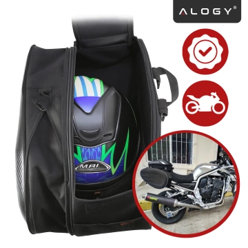Sakwa Motocyklowa 38–58L – Torba, Kufry boczne, Sakwa na Tylne Siedzenie, Wodoodporna, Twardy Materiał, Regulowana na Motocykl – Alogy RoadPack™ Czarna