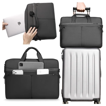 Torba na Laptopa 14" Mark Ryden, Wodoodporna, Elegancka i Pojemna, Lekka 0.5 kg, z Kieszenią na Laptopa i Tablet 9.7", Pasek na Walizkę – Czarna