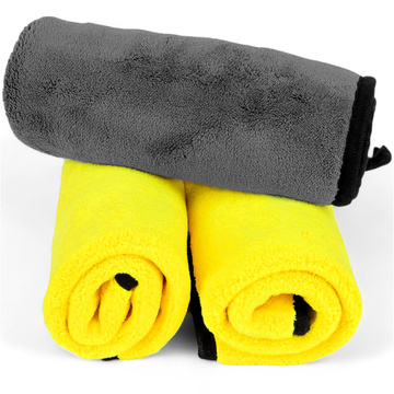 3x doppelseitiges Autohandtuch 30x60 cm Velours-Mikrofaser zum Waschen und Trocknen des Autos Alogy Car Detailing Tuch