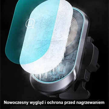 Uchwyt samochodowy do telefonu indukcyjny USAMS Magnetyczny Wireless Charging 15W do kratki went. CD182ZJ01 (US-CD182) czarny/black 