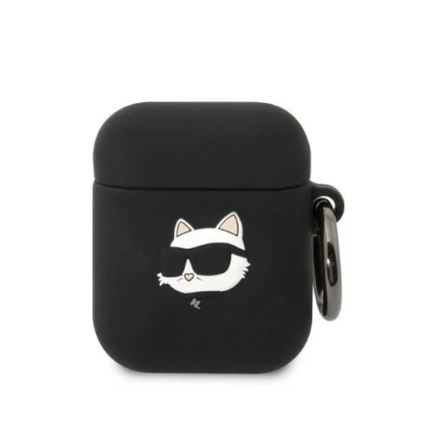 Etui ochronne na słuchawki Karl Lagerfeld KLA2RUNCHK do Apple AirPods 1/2 cover czarny/black Silicone Choupette Head 3D