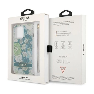 Guess GUHCP13LHFLSN iPhone 13 Pro / 13 6,1" zielony/green Hardcase Flower Strap