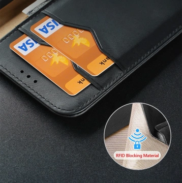 Etui ochronne Dux Ducis Hivo do Samsung Galaxy S23+ pokrowiec z klapką portfel podstawka blokada RFID Czarne