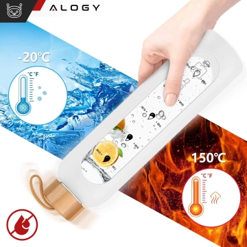 Große Glasflasche, Trinkflasche Alogy Motivational Messbecher 1l 1000ml, Silikonhülle Weiß