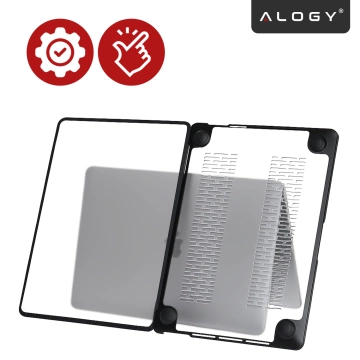Schutzhülle für Apple MacBook Air 13" (13,3") – 2018–2020 (M1 A2337/A2179/A1932) Alogy MatteGuard™ Hülle, matt-transparent weiß mit schwarzem Rahmen