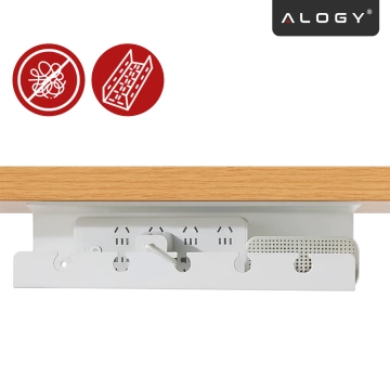 2-in-1 Kabelorganizer zur Untertisch- und Wandmontage, 40 cm, mit Klebestreifen für einen aufgeräumten Schreibtisch, Alogy CableHold™ – Weiß