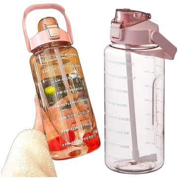 Große Flasche, Trinkflasche Alogy MotivHydro Motivational Messbecher 2l 2000ml Pink