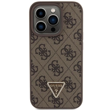 Etui Guess GUHCP15LP4TDPW für iPhone 15 Pro 6,1" braun/braunes Hardcase Leder 4G Triangle Strass