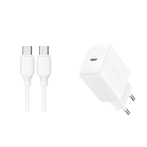 Joyroom USB-C PD 20W Netzwerkladegerät – Weißes USB-C/USB-C-Kabel 1 m