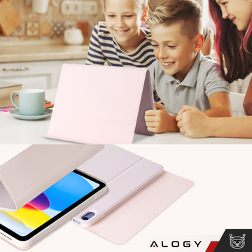 Etui ochronne z klawiatura bezprzewodowa Alogy Keyboard Case z miejscem na rysik do Apple iPad 11 gen. (2025) / 10 gen. (2022)  Różowe + Szkło