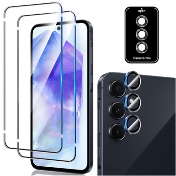 2x Szkło hartowane na ekran + szkło na obiektyw do Samsung Galaxy A35 5G zestaw szkieł ochronnych Clear Set