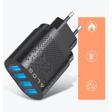 Alogy 4x USB Quick Charge 3.0 2.4A Schnellladegerät Schwarz