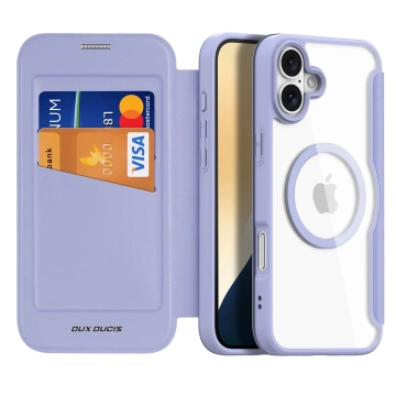 Etui do iPhone 16 Dux Ducis Skin X Pro MagSafe Klapka Fioletowe