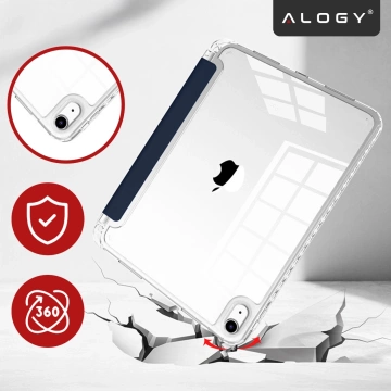 Etui do Apple iPad 11gen. 11" 2025 / 10gen. 10.9" 2022 Ochronne Hybrydowe z Miejscem na Rysik, Składana Okładka, Funkcja Podstawki, Alogy HybridBook™ Case  – Granatowe