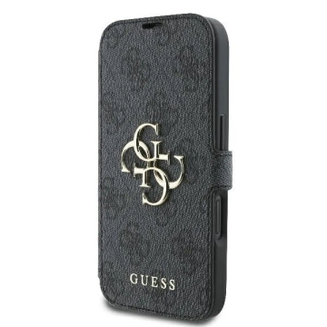 Guess 4G Metall-Logo-Schutzhülle für iPhone 16 (6,1 Zoll) – Schwarz