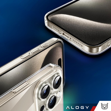 Etui do iPhone 15 Pro obudowa Case silikonowe przezroczyste ochrona aparatu osłona obiektywów Alogy Slim