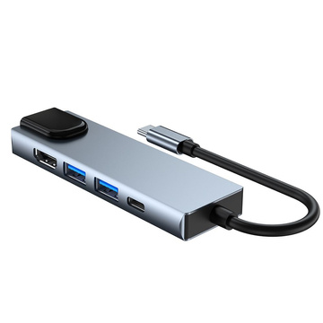 Hubadapter USB V3-HUB 5w1 USB-C Grau