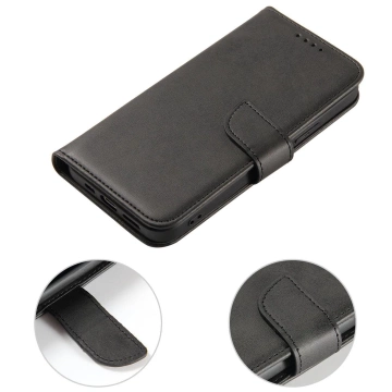 Etui na telefon Magnet Case do iPhone 14 Plus elegancki futerał etui pokrowiec z klapką i funkcją podstawki czarny