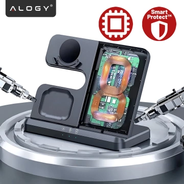 Ładowarka Bezprzewodowa Indukcyjna 3w1 Qi 3.0 Szybka do Samsung S22 S23 S24 S25 Galaxy Watch Buds Stacja czarna 