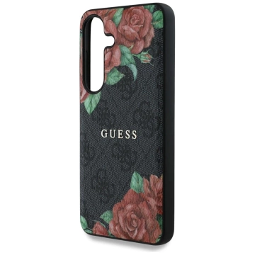 Etui Guess 4G Flowers Print MagSafe do Samsung Galaxy S25 Czarny