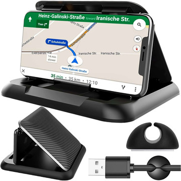 Uchwyt samochodowy na kokpit deskę do auta Alogy Carbon na telefon do 6.8 cali GPS Czarny + Organizer