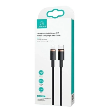USAMS Kabel U63 USB-C mit Lightning 1,2 m 20 W PD Fast Charge schwarz