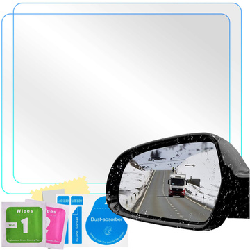 2 x hydrophobe Nano-Folie, Fensteraufkleber, Spiegel, Regen, wasserdicht, für Auto, Auto, Badezimmer, 15 x 20 cm, 2 x Nano-Spiegelfolie