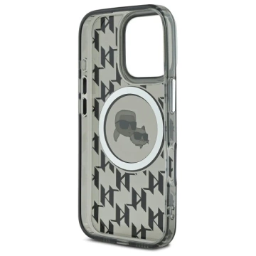 Etui Karl Lagerfeld do iPhone 16 Pro Max 6.9" Czarny MagSafe IML Monogram Karl&Choupette Head 