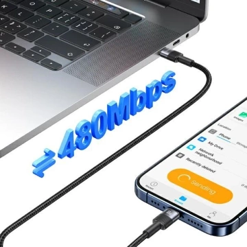 USAMS SJ724 USB-C-auf-USB-C-Kabel 1,2 m, 60 W, Stahl, Schnellladung