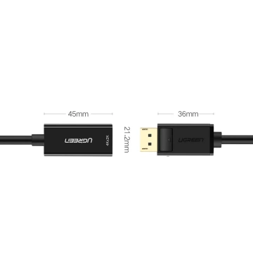 UGREEN Adapterkabel Kabel von DisplayPort (männlich) auf HDMI (weiblich) (unidirektional) 1080P 60Hz 12bit schwarz (40362)