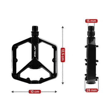 MTB-Plattformpedale aus Aluminium, 2er-Set, Aluminium Schwarz