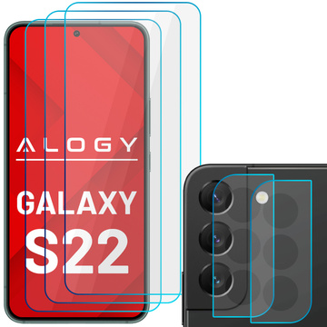 Gehärtetes Glas 9H 3x für den Bildschirm 2x für das Objektiv Alogy Glass Pack Kamera für Galaxy S22