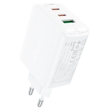Ładowarka sieciowa Acefast szybka GaN 65W 2xUSB-C/USB-A PPS PD QC4+ biała 