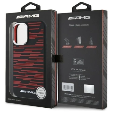 Etui do iPhone 16 AMG Silicone Graphics MagSafe Red Black