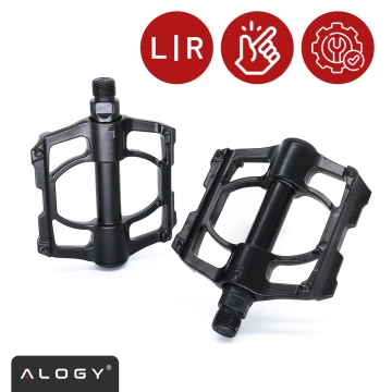 Pedały rowerowe Alogy do roweru szosowego i górskiego platformowe MTB aluminiowe komplet 2szt Aluminium z potrójnym łożyskiem Czarne