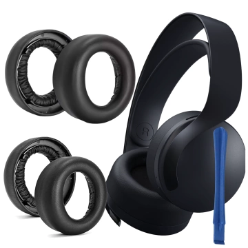 Nauszniki 2x wymienne pady gąbki do słuchawek do Sony PS5 Wireless PULSE 3D Czarne + urządzenie do demontażu
